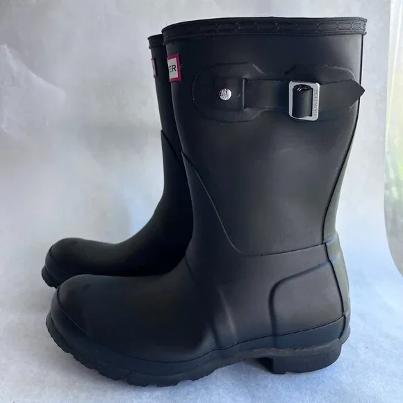 Women's Hunter Original Matte Black Mid Calf  Rain Boots Size 6 - Picture 4 of 7